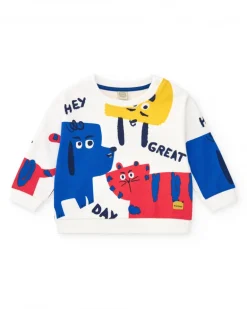 Sudadera para niño en blanco con estampado de animales