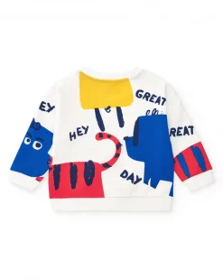 Sudadera para niño en blanco con estampado de animales
