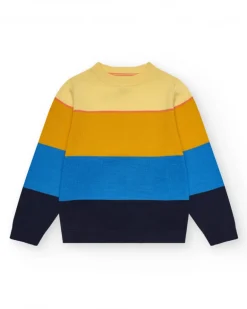 Sudadera para niño en bloques de color con cuello redondo.