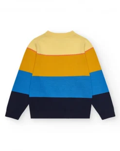 Sudadera para niño en bloques de color con cuello redondo.