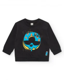 Sudadera para niño en negro con skate y frases