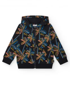 Sudadera para niño en negro con capucha y cremallera