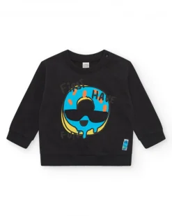 Sudadera para niño en negro con skate y frases