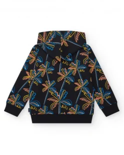 Sudadera para niño en negro con capucha y cremallera