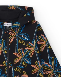 Sudadera para niño en negro con capucha y cremallera