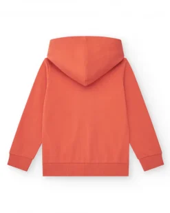 Sudadera para niño en rojo con capucha y cremallera