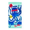 Toalla para niño en azul con diseño de pulpo