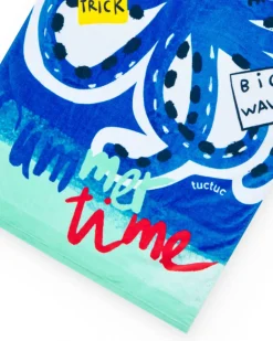 Toalla para niño en azul con diseño de pulpo