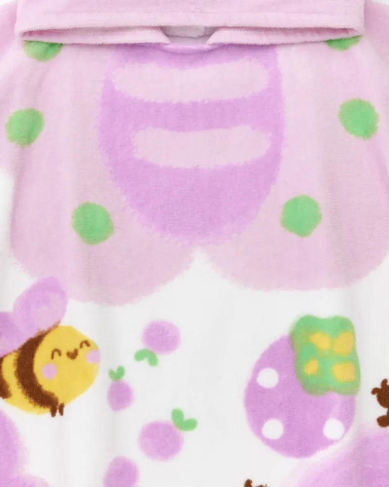 Toalla-poncho para niña color lila con estampado