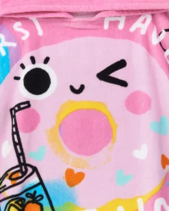 Toalla-poncho para niña en rosa con donut y gafas