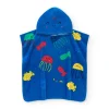 Toalla-poncho para niño color azul con estampado y capucha