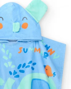 Toalla-poncho para niño con estampado de elefantes y capucha con orejitas