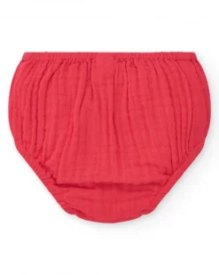 Vestido blanco de cuadros rojos con culetín rojo a juego