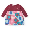 Vestido combinado para niña en burdeos con falda estampada floral colección Hedgehog Forest