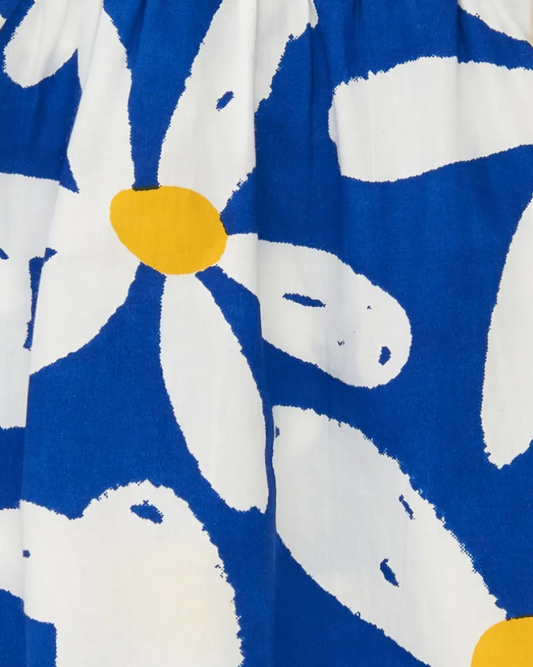 Vestido de plana para niña en azul con volantes y estampado floral