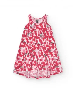 Vestido de tirantes para niña con corazones en rojo y blanco