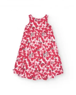 Vestido de tirantes para niña con corazones en rojo y blanco