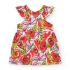 Vestido floral multicolor para niña con volantes