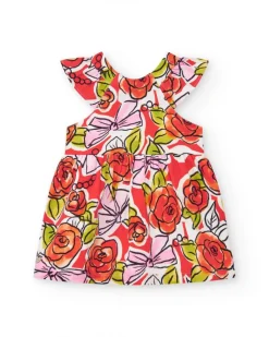 Vestido floral multicolor para niña con volantes