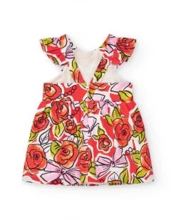 Vestido floral multicolor para niña con volantes