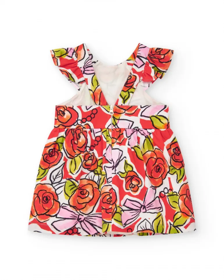 Vestido floral multicolor para niña con volantes