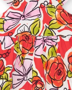 Vestido floral multicolor para niña con volantes