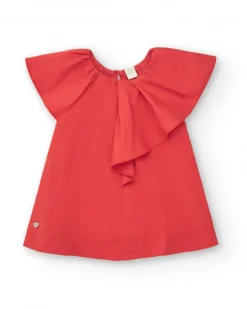 Vestido naranja para niña con volantes