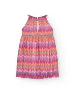 Vestido para niña con estampado multicolor y tirantes ajustables