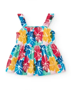 Vestido para niña con tirantes y estampado floral multicolor