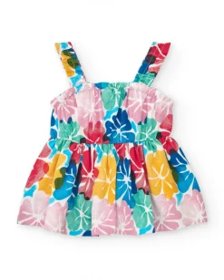 Vestido para niña con tirantes y estampado floral multicolor