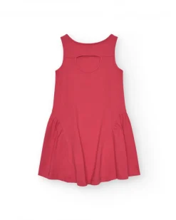 Vestido para niña en rojo sin mangas y corazones estampados