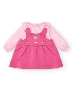 Vestido para niña en rosa con tirantes de conejo colección Glitter Tales