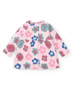 Vestido para niña en rosa con estampado floral y erizos colección Hedgehog Forest