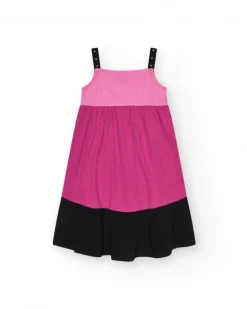 Vestido para niña en rosa sin mangas y tachuelas