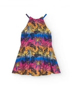 Vestido para niña multicolor decorado con palmeras