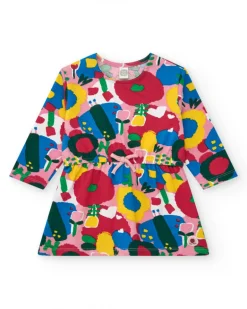 Vestido punto niña en multicolor con estampado floral y cintura elástica Happy Garden