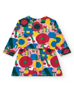 Vestido punto niña en multicolor con estampado floral y cintura elástica Happy Garden