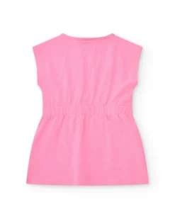 Vestido rosa para niña con estampado animal y detalles metálicos