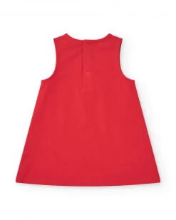 Vestido sin mangas para niña en rojo con estampado floral